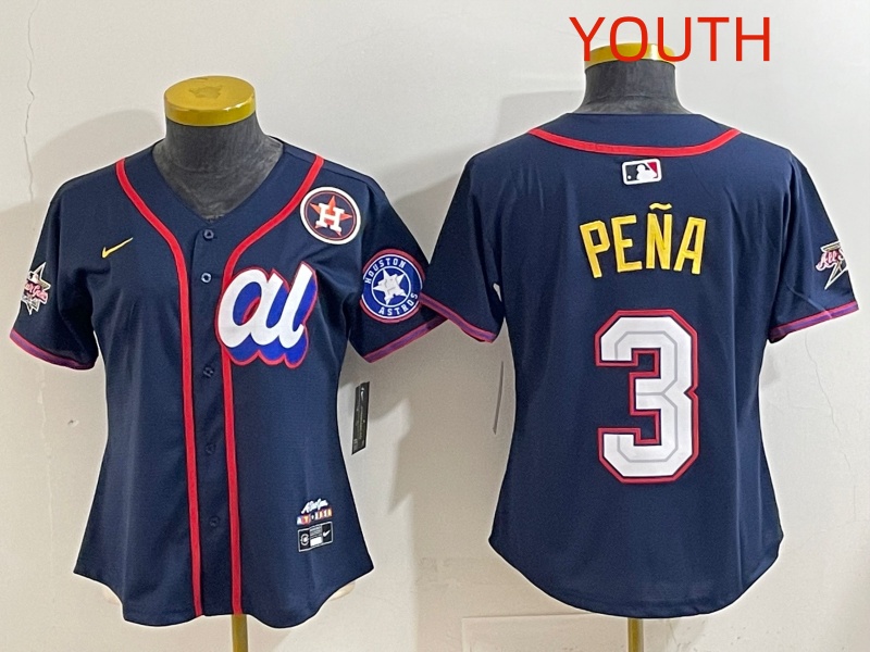 Youth 2025 Houston Astros #3 Pena dark Blue All star Nike MLB Jersey style 013